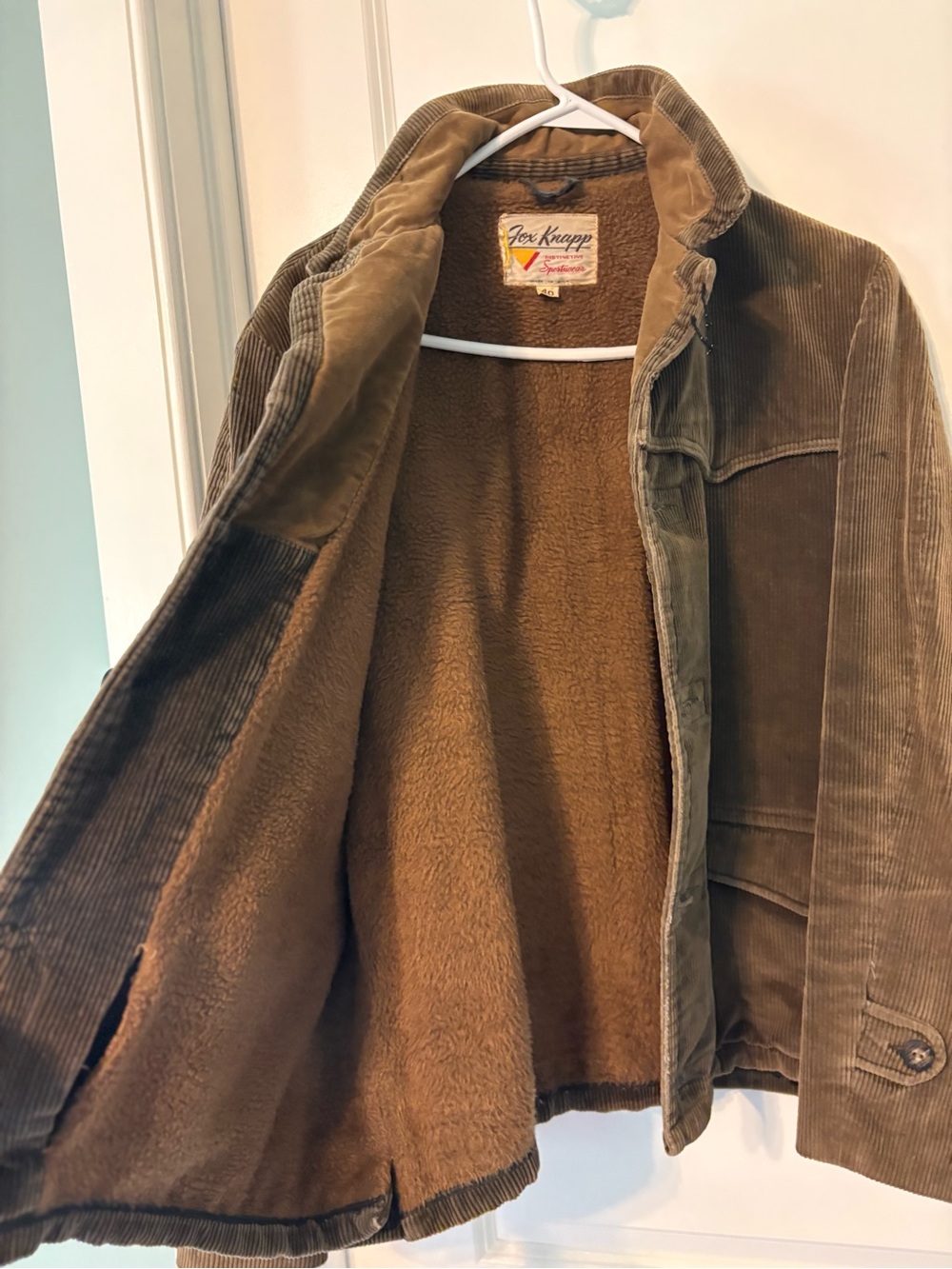 Vintage 60s/70s Fox Knapp Corduroy Sherpa Jacket Western Workwear Size 40 - Picture 7 of 8